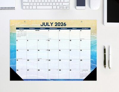 2026-2027 Willow Creek 17" x 12" Academic Monthly Desk Calendar, Beaches (64672)