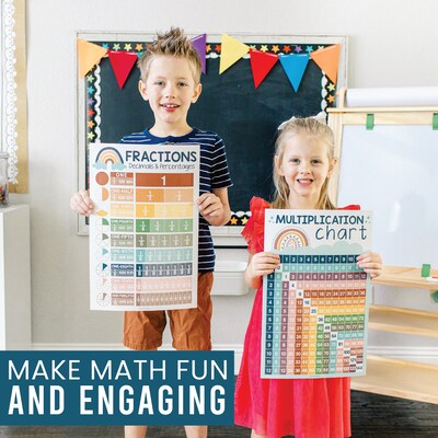 Hadley Designs 11" x 17" Boho Math Multiplication and Division Elementary Laminated Posters, 12/Set (HDDX004A2JPAV)