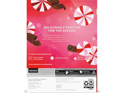 Starbucks Peppermint Mocha Coffee Keurig K-Cup Pods, Light Roast, 22/Box (12437832)
