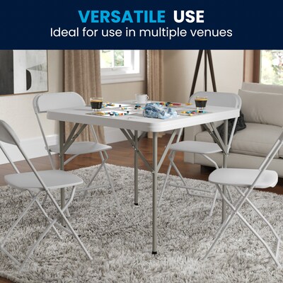 Flash Furniture Elon 34.25" x 34.25" Plastic Square Folding Table, Granite White (DADYCZ86)