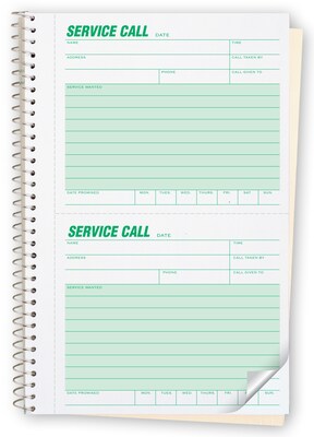 Service Call Phone Message Book, 5 5/8 x 8 1/2, 3 books per pack