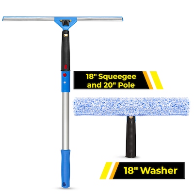 Gritt Commercial Pro Window Washing Kit with 18" Squeegee, 18" Washer and 20" Pole (GRI138-18)
