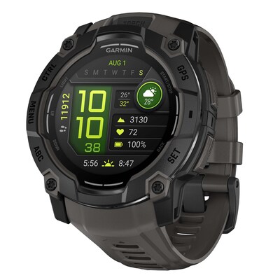 Garmin Instinct 3 AMOLED GPS Smartwatch, Black & Charcoal, 50mm (GRM0302000)
