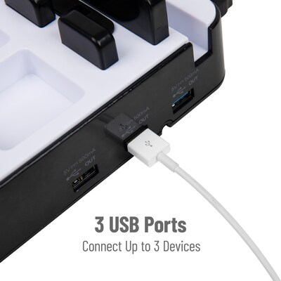 Mind Reader Foundation Collection 8-Compartment Plastic Charging Station, Black/White (USBORG-BLK)
