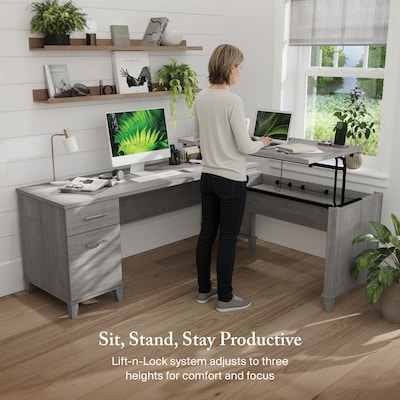 Bush Furniture Somerset 72"W 3 Position Sit to Stand L Shaped Desk, Platinum Gray (SET014PG)