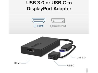 Plugable USB 3.0/USB-C to HDMI Adapter, Black (UGA-HDMI-S)