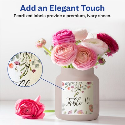 Avery Pearlized Ivory Square Multipurpose Labels, 8 x 8, Ivory, 10/Pack (94108)