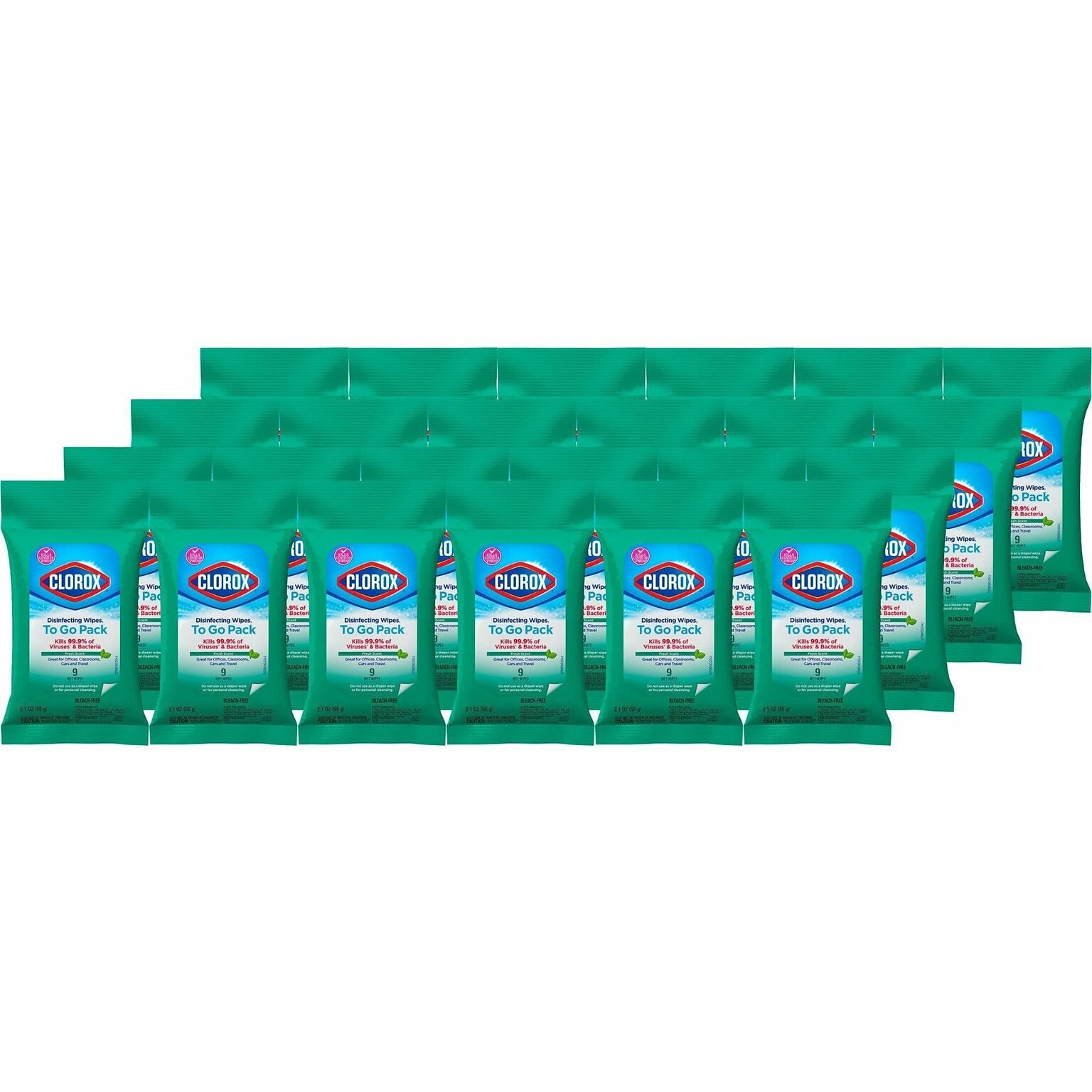 Clorox Disinfecting Wipes, Fresh Scent, 9 Wipes/Container, 24/Carton (01665)
