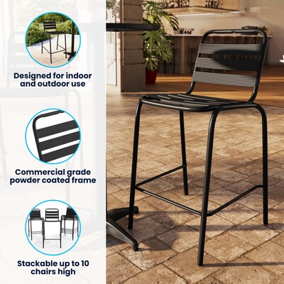 Flash Furniture Lila Commercial Indoor-Outdoor Restaurant Bar Height Stool, Black (TLH015HBK)