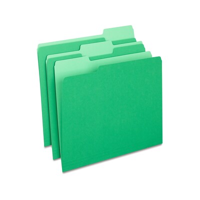 Staples File Folders, 1/3-Cut Tab, Letter Size, Green, 100/Box (ST224543-CC)