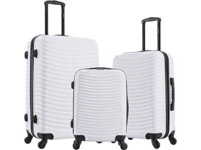 DUKAP Adly 3-Piece Hardside Spinner Luggage Set, White (DKADLSML-WHI)