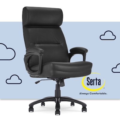 Serta Comfort Big & Tall Ergonomic Bonded Leather Swivel Executive Chair, Black (CHR10131A)