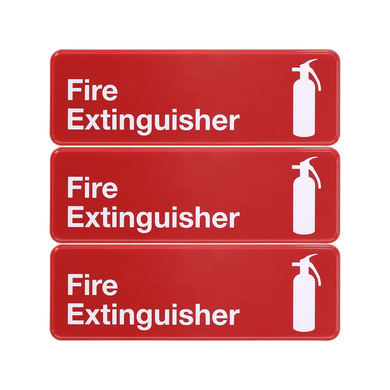 Excello Global Products Fire Extinguisher Indoor/Outdoor Wall Sign, 9 x 3, Red/White, 3/Pack (EGP-HD-0480)