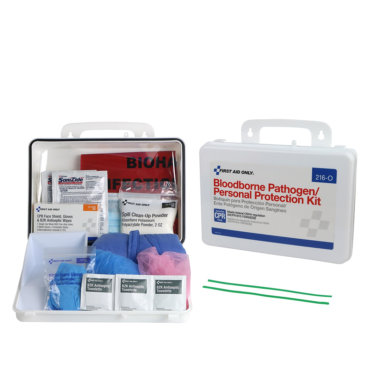 First Aid Only Bloodborne Pathogen Spill Kit & PPE Kit with CPR Pack, 29 Pieces (216-O)