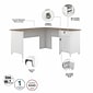 Bush Furniture Salinas 60" L-Shaped Desk with Hutch, File Cabinet and 5-Shelf Bookcase, Shiplap Gray/Pure White (SAL007G2W)