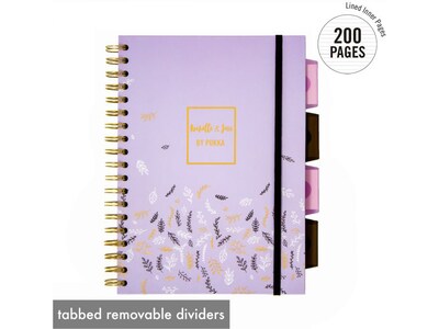 Pukka Pad Rochelle & Jess 5-Subject Subject Notebooks, 6.9" x 9.8", College Ruled, 100 Sheets, Assorted Colors, 3/Pk (9447-ROC)