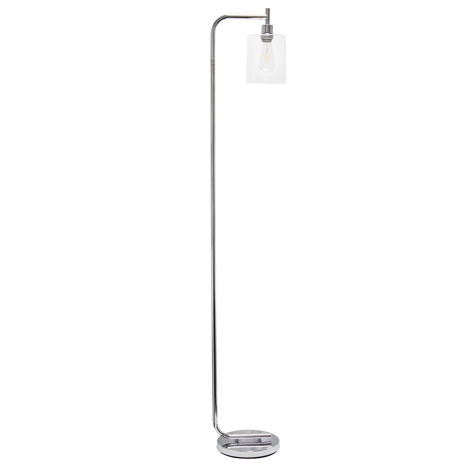 Simple Designs Modern Iron Lantern Floor Lamp with Glass Shade, Chrome (LF2009-CHR)