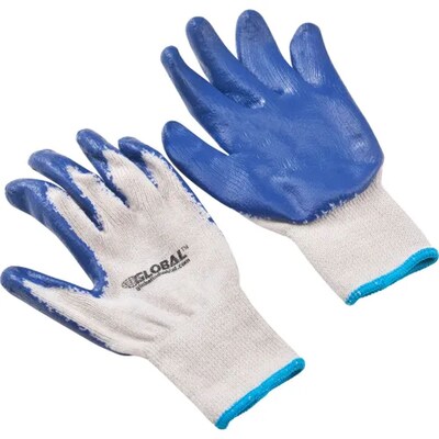 Global Industrial Latex Coated String Knit Work Gloves, Natural/Blue, X-Large, 12 Pairs (708355XL)
