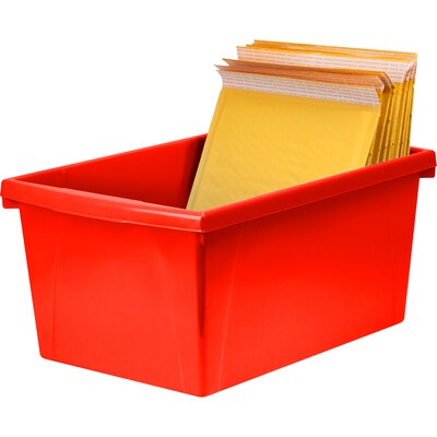 Storex Plastic Medium Classroom Storage Bin, 16.75"x 11.87"x 8.28", Red, Pack of 2 (STX61483U06C-2)