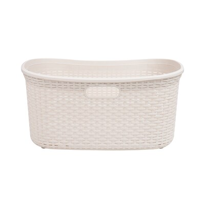 Mind Reader 10.57-Gallon Laundry Basket with Handles, Plastic, Ivory (40LBASK-IVO)