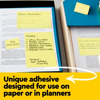 Post-it Notes, 3" x 3", Canary Collection, 100 Sheet/Pad, 18 Pads/Pack (654144B)