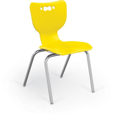 MooreCo 18 Hierarchy Student Chair with 4 Legs, Yellow/Chrome Base (703673611077)