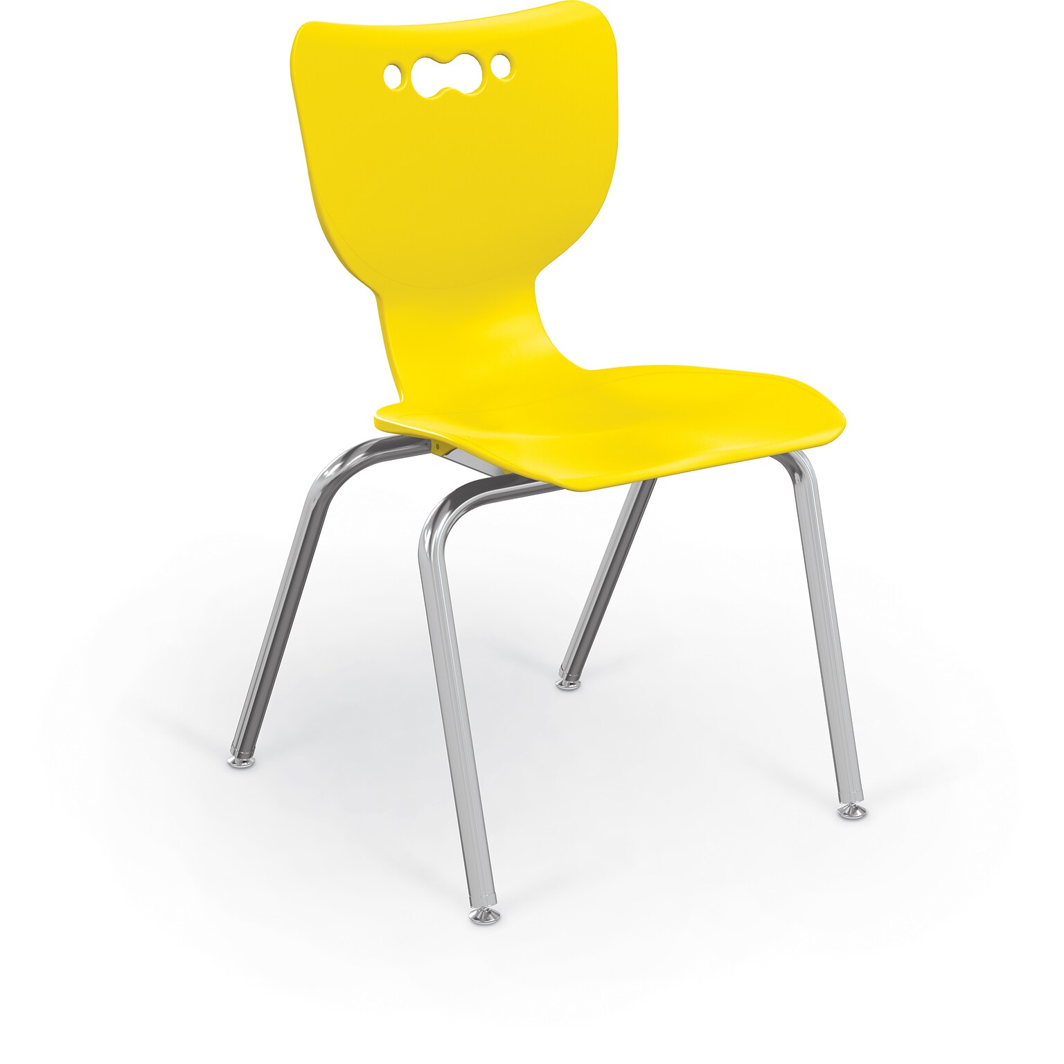 MooreCo 18 Hierarchy Student Chair with 4 Legs, Yellow/Chrome Base (703673611077)