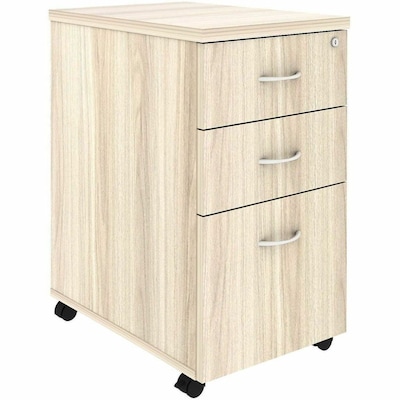 Lorell Essentials 3-Drawer Mobile Pedestal, Letter/Legal Size, Modern Elm/Silver Brush (LLR66328)