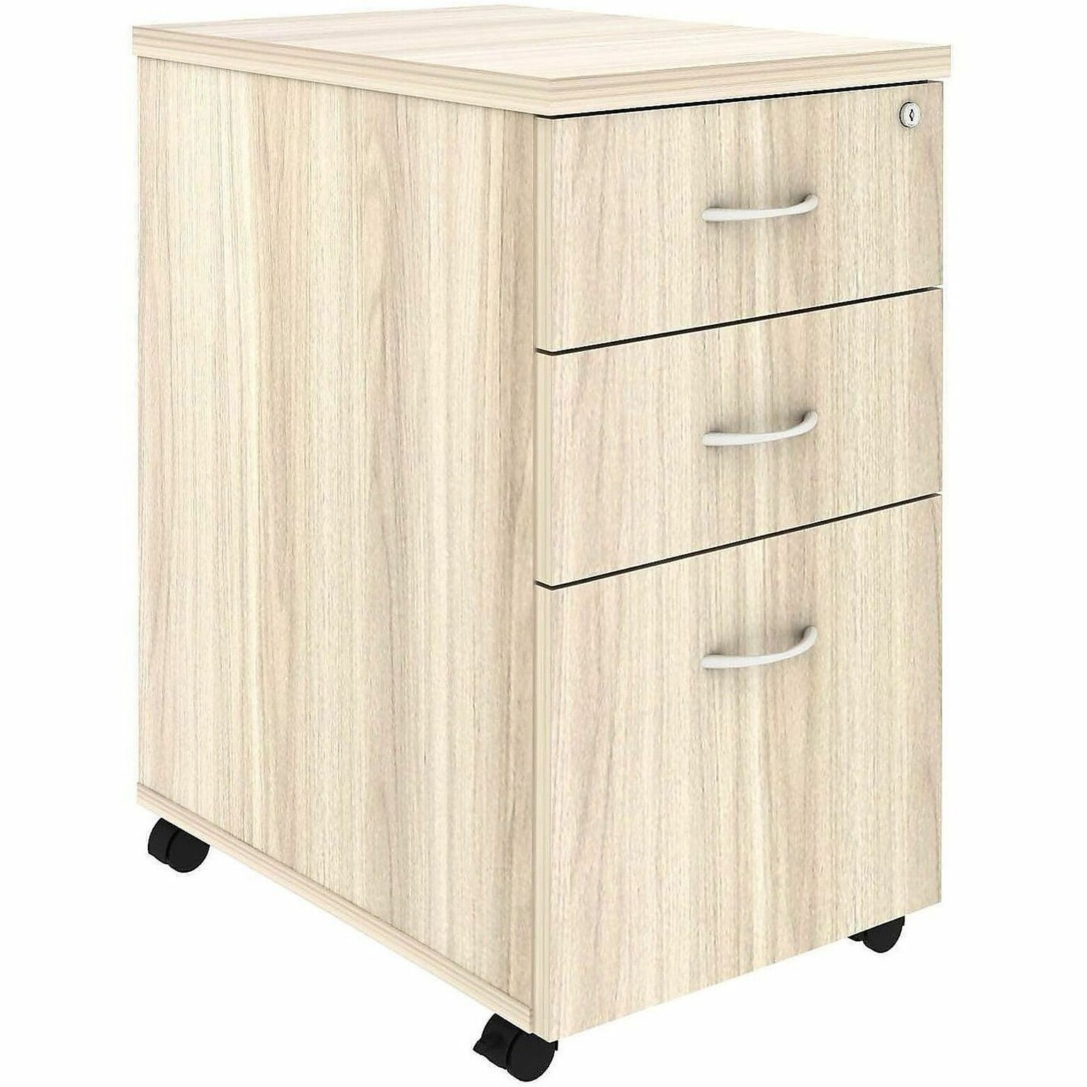 Lorell Essentials 3-Drawer Mobile Pedestal, Letter/Legal Size, Modern Elm/Silver Brush (LLR66328)