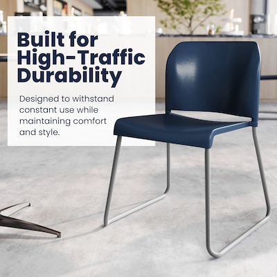 Flash Furniture Hercules Kenai Office Reception Stack Chair, Navy Plastic/Gray Frame (RUT239ANNV)