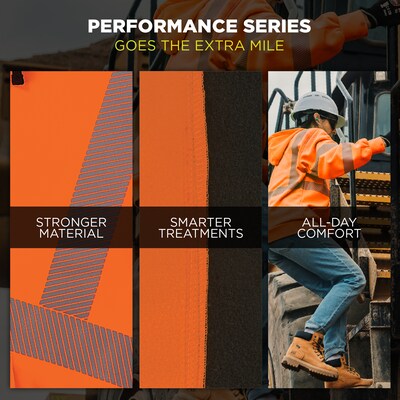 GloWear 8318BK High Visibility Long Sleeve Black Bottom Hooded Zip-Up Sweatshirt, ANSI Type R Class 3, Orange, Large (23074)