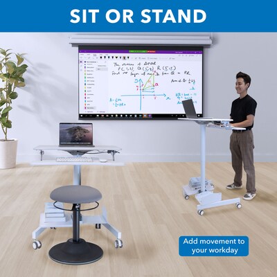 Mount-It! 28"W Adjustable Mobile Sit-Stand Computer Workstation, White (MI-7979W)