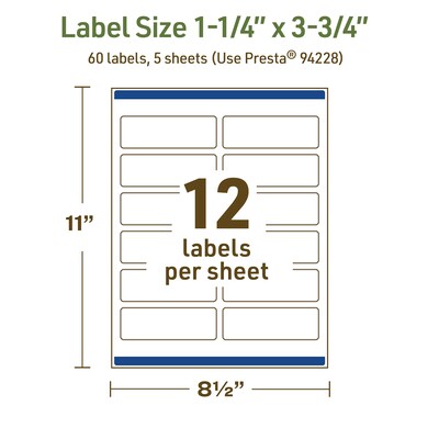 Avery Dissolvable Rectangle Multipurpose Labels, 1.25" x 3.75", Off-white, 60/Pack (94228)