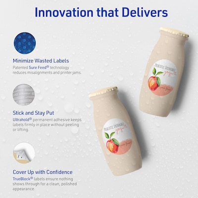 Avery Waterproof Round Laser Multipurpose Labels, 3" Dia., White, 600/Box (19479399451)