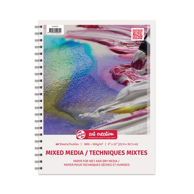 Talens Art Creation 9" x 12" Spiral Bound Mixed Media Sketch Pad, 40 Sheets/Pad, 3/Bundle (TLN9312802M-3)