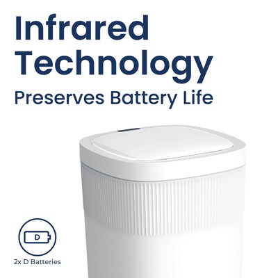 Nine Stars Stainless Steel Touch Tap & Motion Sensor Trash Can, 13.2 Gallon, White (DZT-50-36WH)