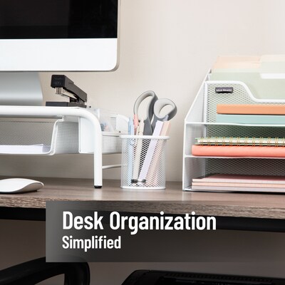 Mind Reader Metal Pen Holder, White, 3 Pieces/Set (CLIPMESH3-WHT)