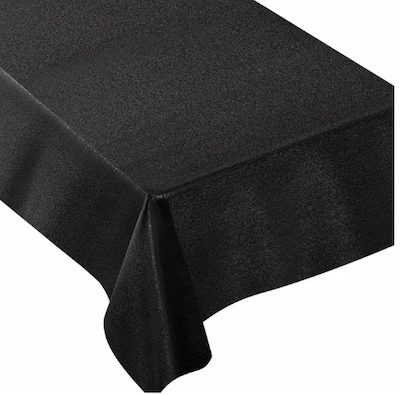 JAM PAPER Premium Shimmer Fabric Tablecloth, Long Rectangle 60 x 104 inch, Metallic Black, 1 Reusable Table Cover/Pack
