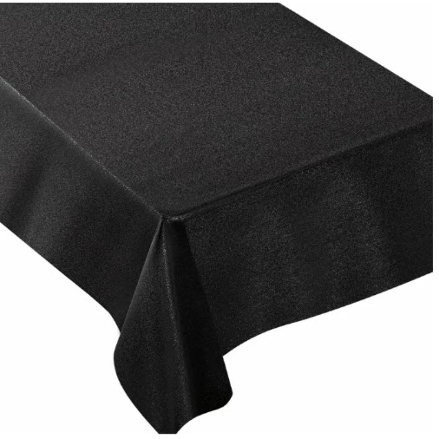 JAM PAPER Premium Shimmer Fabric Tablecloth, Long Rectangle 60 x 104 inch, Metallic Black, 1 Reusable Table Cover/Pack