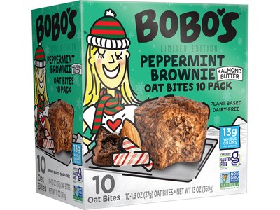 Bobos Gluten Free Peppermint Brownie Oat Bite, 1.3 oz., 10 Bites/Box (541-D)