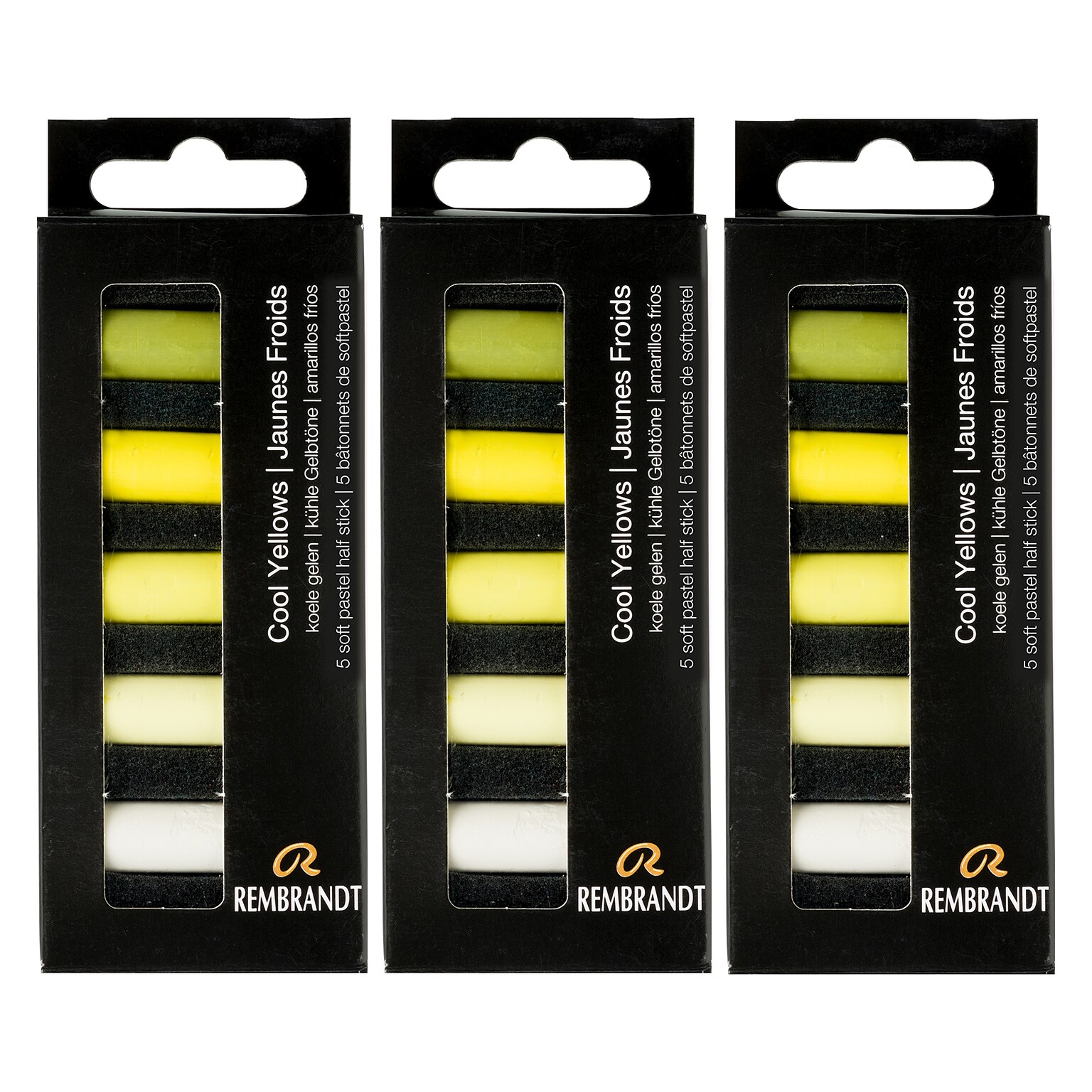 Rembrandt Soft Pastels Micro Sets, Cool Yellows, 5/Sets, 3 Sets/Bundle (RBX31820500-3)