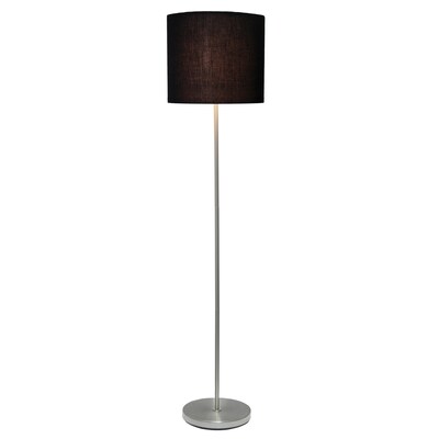 Creekwood Home Vista 57 Contemporary Classic Brushed Nickel Floor Lamp, Black Shade (CWF-3005-BK)
