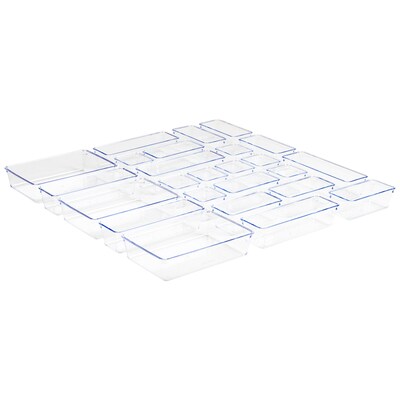 Mind Reader Stackable Plastic Desk Tray Set, Clear, 25 Pieces (DRORG25-CLR)