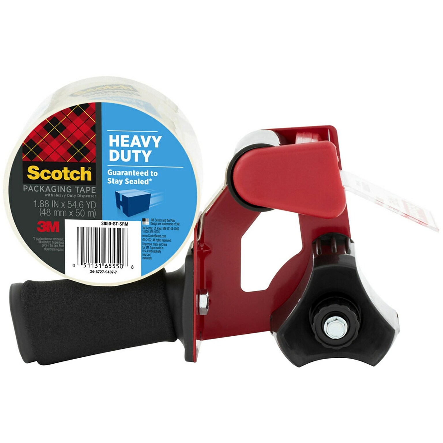 Scotch 2 Handheld Packing Tape Dispenser, Red (MMMST181)