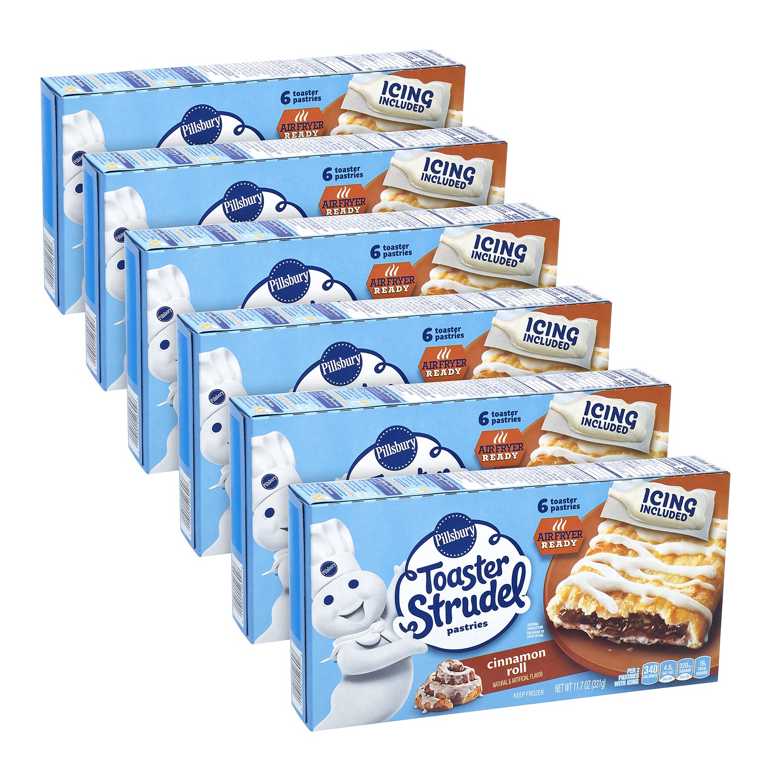 Pillsbury Toaster Strudel, Cinnamon Roll, 11.7 oz, 36/Pack (600-04144)