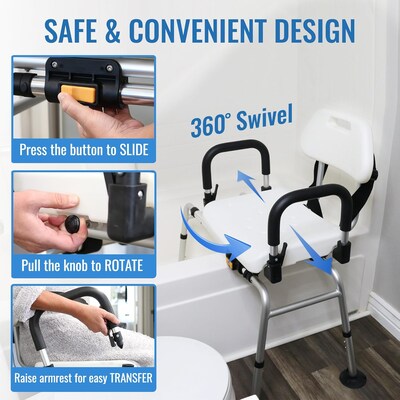Rotating Sliding Transfer Bench w/Scrub Brush