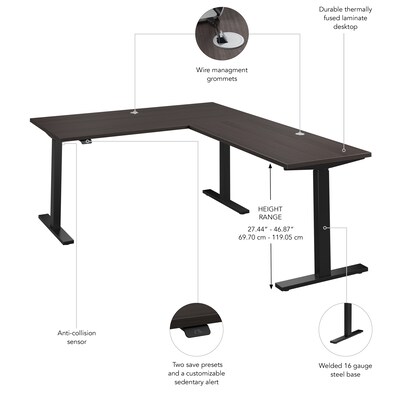 Bush Business Furniture Move 60 Series 60"W L Shaped Adjustable Standing Desk, Storm Gray (M6SL6078SGBK)