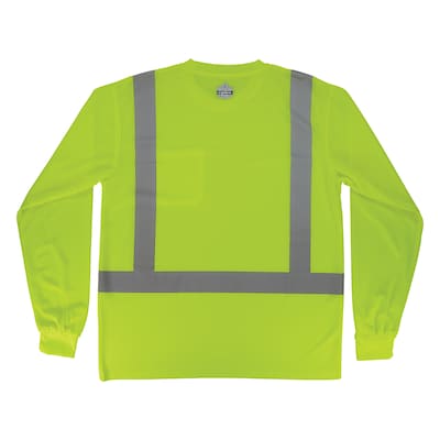GloWear 8284 High Visibility Long Sleeve T-Shirt, ANSI Type R Class 2, Lime, 2XL (21876)