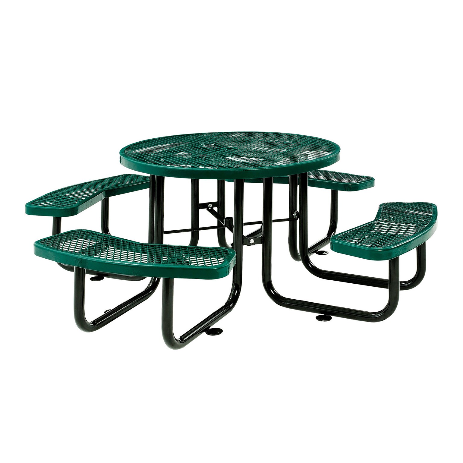 Global Industrial 46 Round Picnic Table, Expanded Metal, Green (277150GN)
