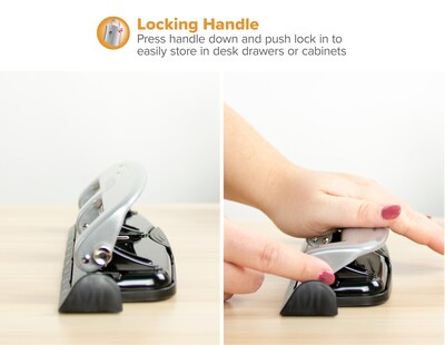 Bostitch EZ Squeeze 3-Hole Punch, 12 Sheet Capacity, Silver/Black (ACI2101)